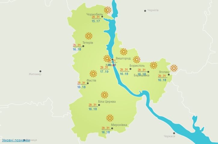 Сегодня в Украине сохранится жара, днем до +34